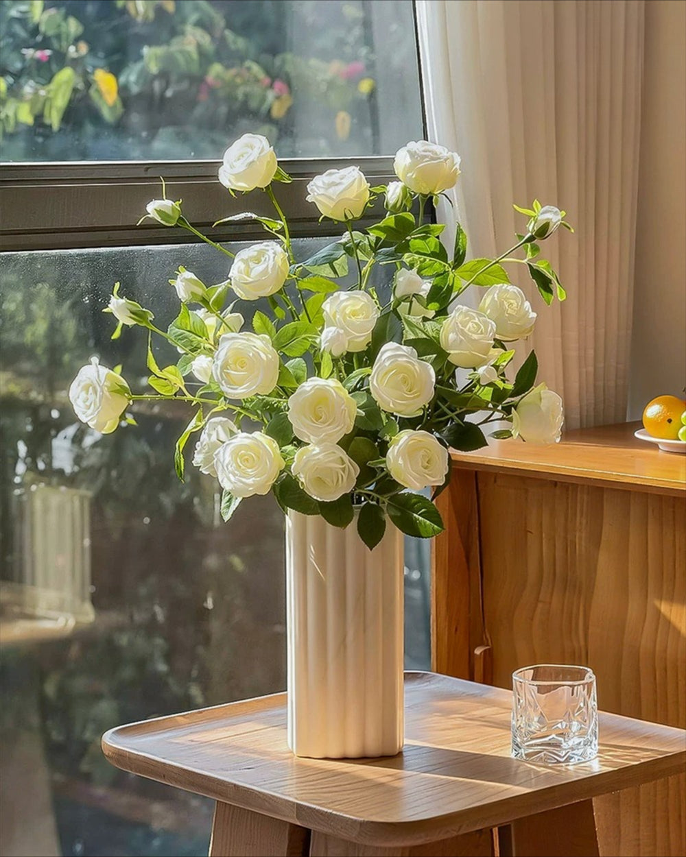 Luxe White Spray Rose Artificial Flower Arrangement realistic artificial flower arrangement