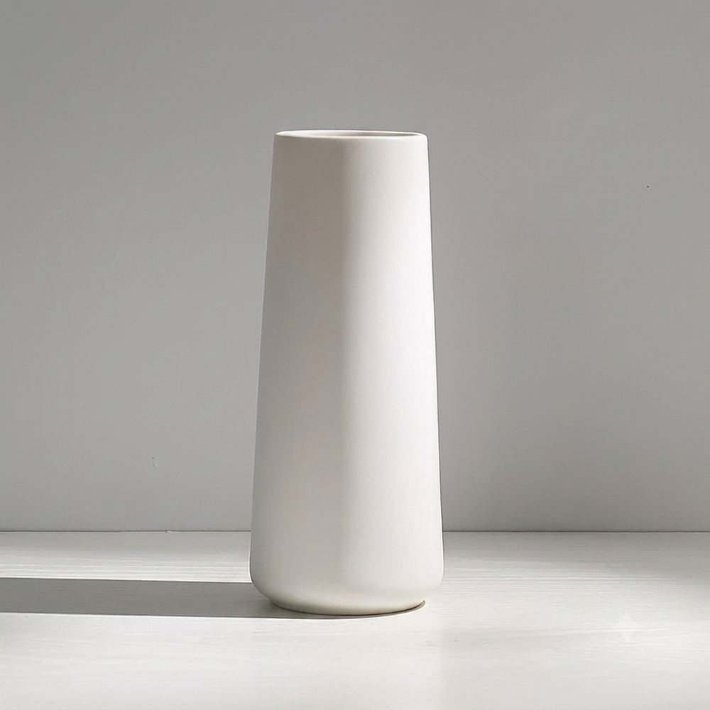 Minimalist Tapered Vase - Matte White decorative vase for artificial flowers