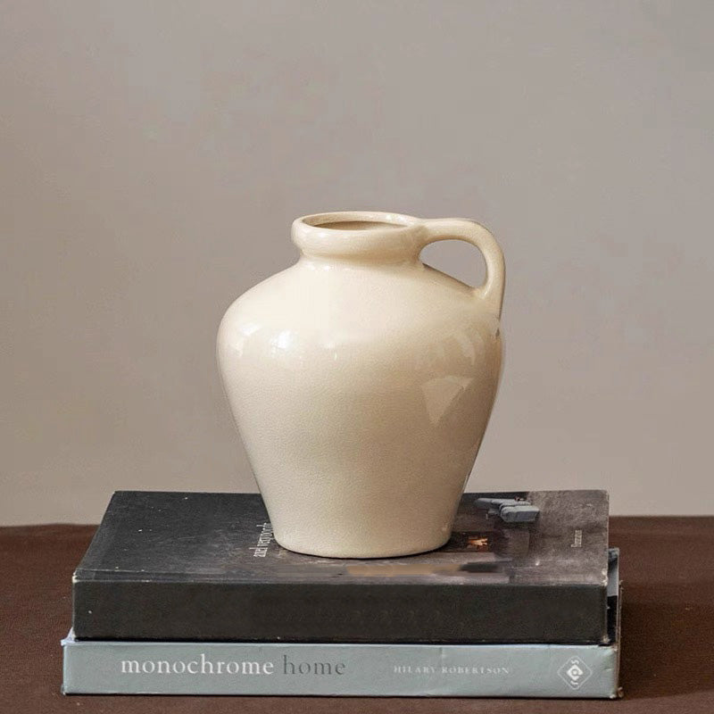 Minimalist Cream-Toned Ceramic Vase decorative vase for artificial flowers