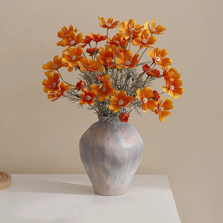 Orange Cosmos Artificial Flower Arrangement realistic artificial flower arrangement