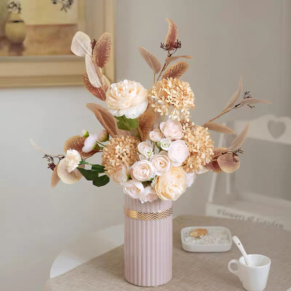Champagne Pink Peony Artificial Flower Arrangement realistic artificial flower arrangement