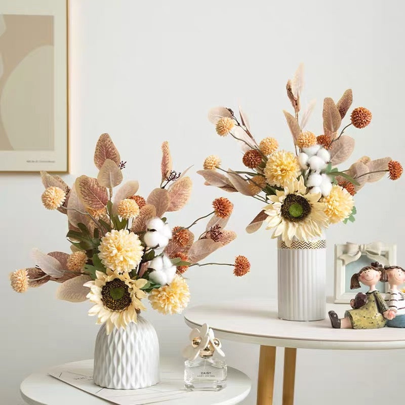 Artificial Flower Arrangement - Sunflower & Autumn Blooms realistic artificial flower arrangement