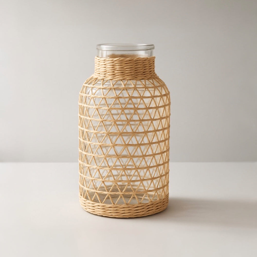Woven Rattan Vase - Natural decorative vase for artificial flowers