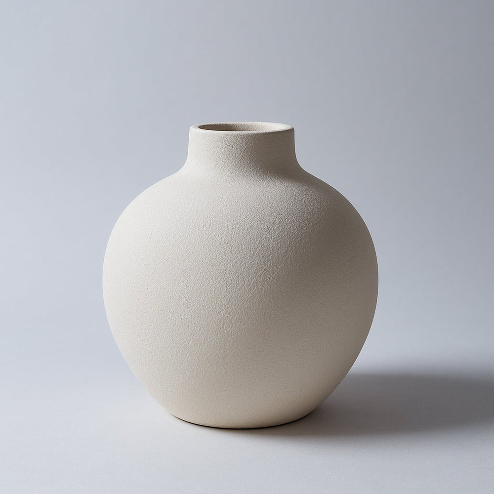 Textured Globe Vase - Creamy White decorative vase for artificial flowers