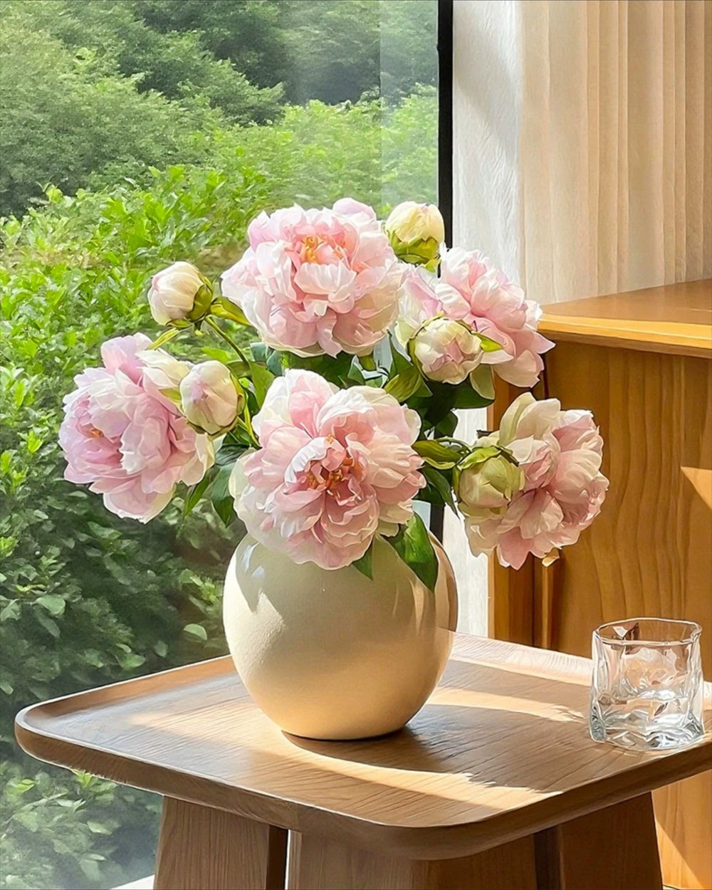 Blush Peony Bloom Artificial Flower Arrangement realistic artificial flower arrangement