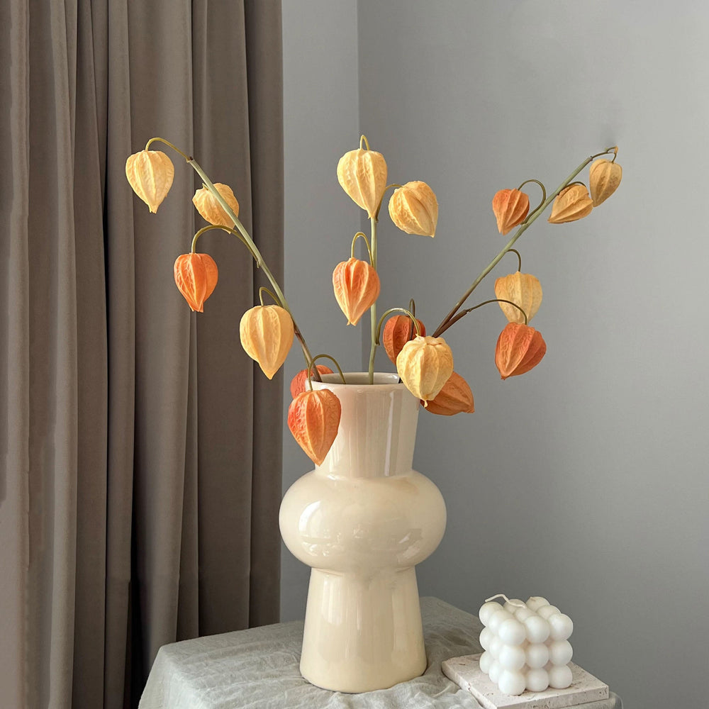 Faux Physalis Flower Arrangement - Light Orange (3 Stems) realistic artificial flower arrangement