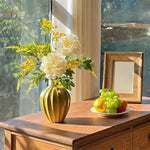 Luxe Cream Peony & Wattle Ensemble Artificial Flower Arrangement realistic artificial flower arrangement – product view 2