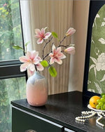 Vintage Yellow Magnolia Artificial Flower Arrangement with Vase realistic artificial flower arrangement – product view 6