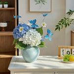 Dreamy Blue Butterfly Hydrangea Artificial Flower Arrangement realistic artificial flower arrangement – product view 5