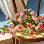 Blush Bubble Rose Cluster Artificial Flower Arrangement realistic artificial flower arrangement – product view 5