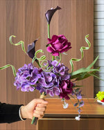 Moody Purple Hydrangea & Rose Artificial Flower Arrangement realistic artificial flower arrangement – product view 2