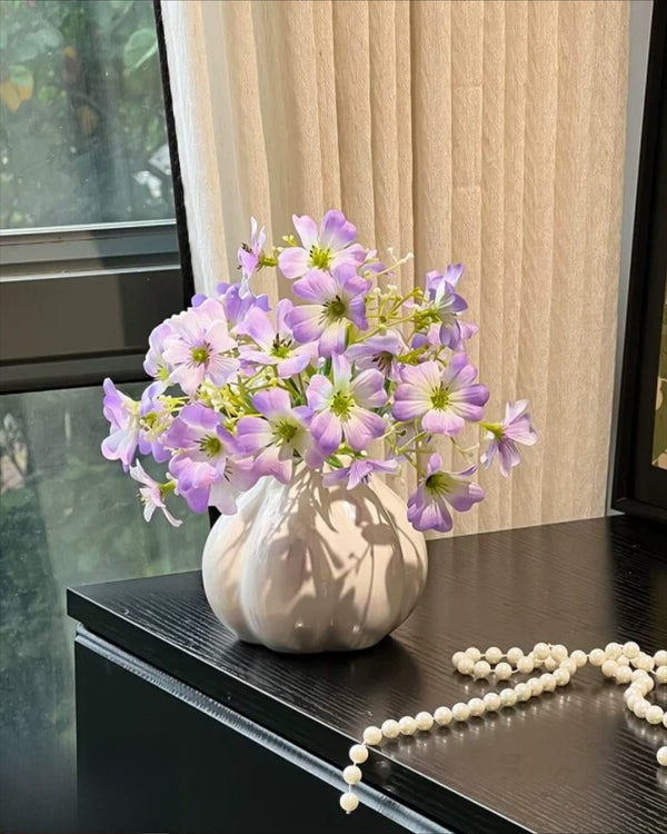 Soft Lavender Oxalis Artificial Flower Arrangement with Vase realistic artificial flower arrangement