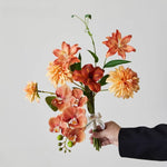 Luxe Terracotta Orchid & Dahlia Ensemble Artificial Flower Arrangement realistic artificial flower arrangement – product view