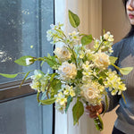 Nordic White Rose & Blossom Breeze Artificial Flower Arrangement realistic artificial flower arrangement – product view 4