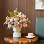 Romantic Rosette Cluster Artificial Flower Arrangement realistic artificial flower arrangement – product view 7