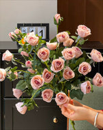 Dusk Blush Rose Artificial Flower Arrangement realistic artificial flower arrangement – product view 2