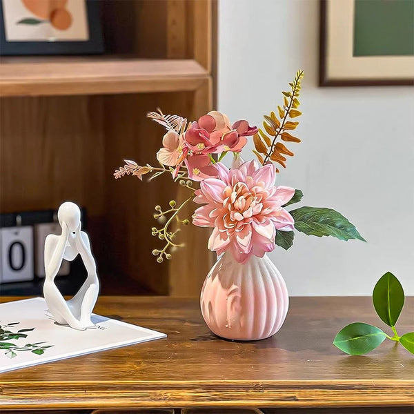 Ethereal Blush Dahlia Nook Artificial Flower Arrangement realistic artificial flower arrangement