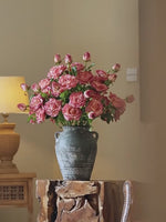Elegant Artificial Flower Arrangement - Pink Rose & Greenery realistic artificial flower arrangement – product view 2