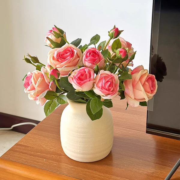 Ethereal Blush Rose Tablescape Artificial Flower Arrangement realistic artificial flower arrangement