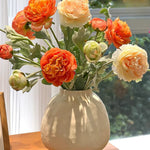 Ethereal Apricot Ranunculus Entryway Artificial Flower Arrangement realistic artificial flower arrangement – product view 5