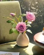 Dusty Lavender Rose Artificial Flower Arrangement with Vase realistic artificial flower arrangement – product view 4