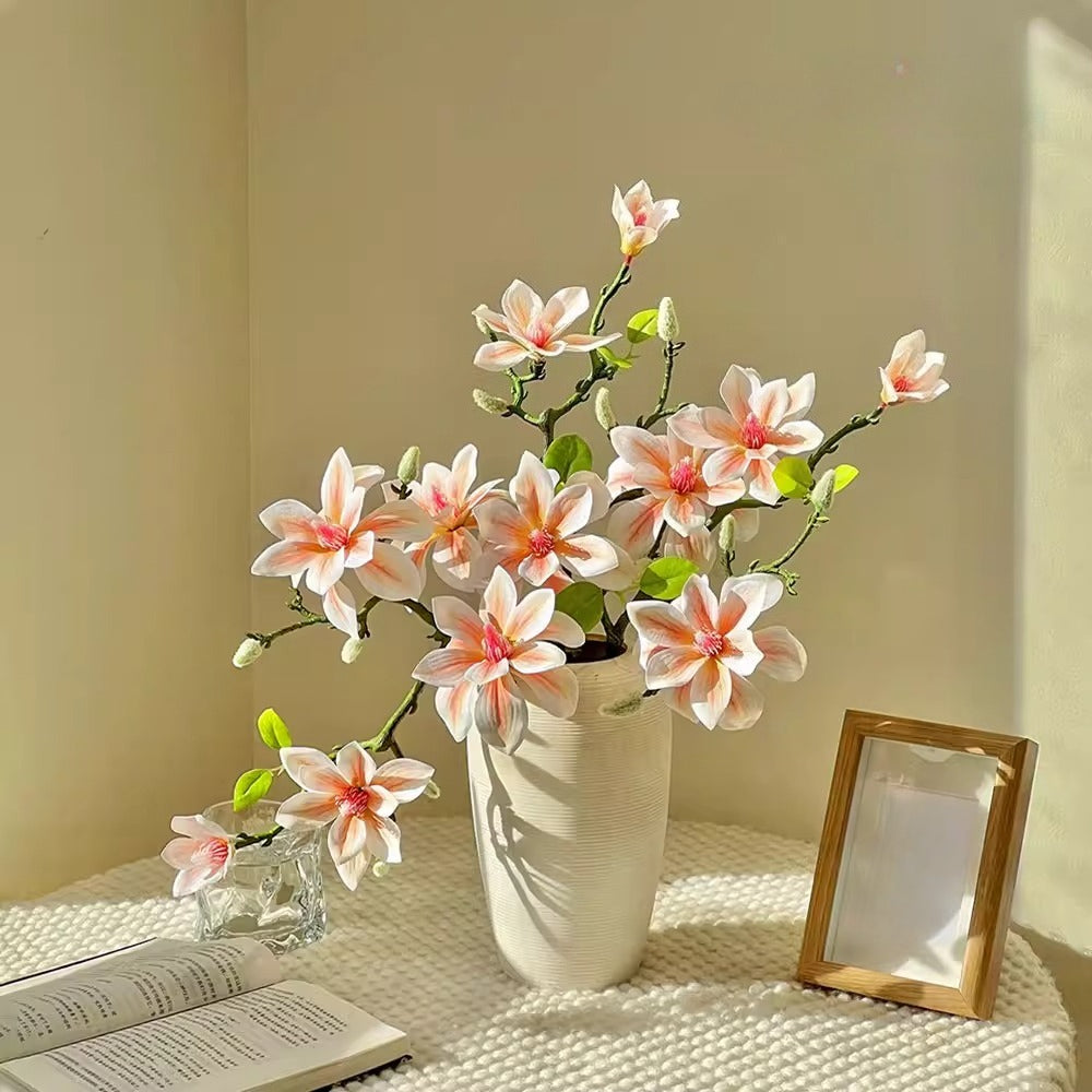 Luxe Ombré Magnolia Tabletop Artificial Flower Arrangement realistic artificial flower arrangement