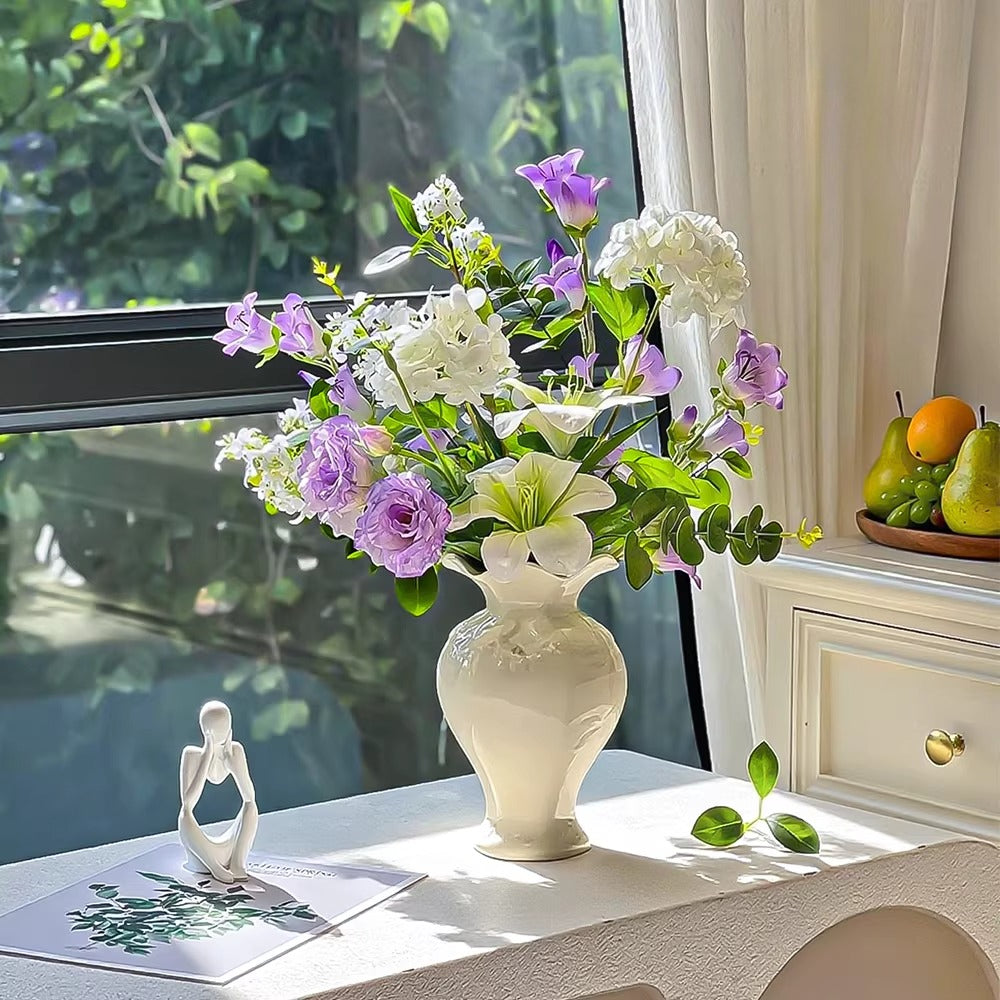 Serene Lavender Blossom Tabletop Artificial Flower Arrangement realistic artificial flower arrangement