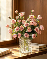 Dusk Blush Rose Artificial Flower Arrangement realistic artificial flower arrangement – product view 6