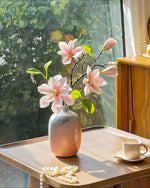 Pink Magnolia Gradient Vase Artificial Flower Arrangement with Vase realistic artificial flower arrangement – product view 2