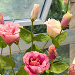 Dusty Pink Platycodon Bloom Artificial Flower Arrangement realistic artificial flower arrangement – product view 4