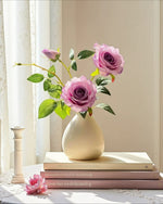 Dusty Lavender Rose Artificial Flower Arrangement with Vase realistic artificial flower arrangement – product view 6