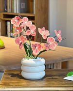 Soft Coral Pink Phalaenopsis Artificial Flower Arrangement realistic artificial flower arrangement – product view 5