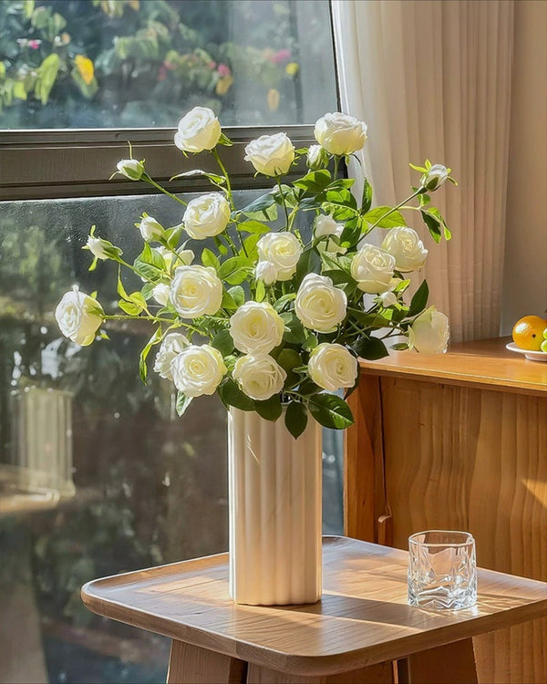 Luxe White Spray Rose Artificial Flower Arrangement realistic artificial flower arrangement