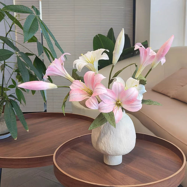 Ethereal Lily Bloom Artificial Flower Arrangement realistic artificial flower arrangement