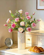 Soft Pink Lisianthus Artificial Flower Arrangement realistic artificial flower arrangement – product view 4