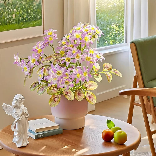 Minimalist Blush Jasmine Potted Artificial Flower Arrangement realistic artificial flower arrangement