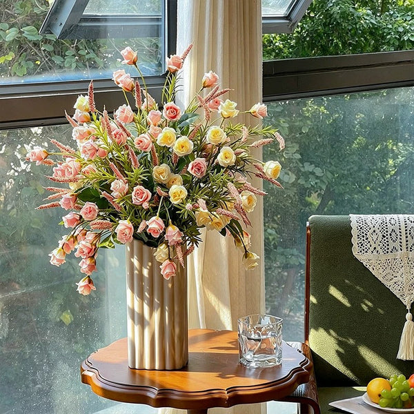 French Romantic Rose Artificial Flower Arrangement realistic artificial flower arrangement