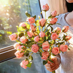 Blush Burned Edge Rose Bouquet Artificial Flower Arrangement realistic artificial flower arrangement – product view 5