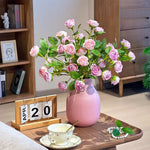 Blush Bubble Rose Cluster Artificial Flower Arrangement realistic artificial flower arrangement – product view 2