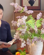 Dusty Lavender Lilac & Fern Artificial Flower Arrangement realistic artificial flower arrangement – product view 3
