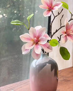 Pink Magnolia Gradient Vase Artificial Flower Arrangement with Vase realistic artificial flower arrangement – product view 3