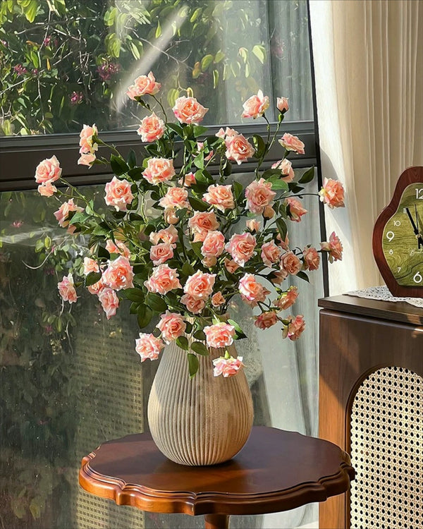 Blush Bubble Rose Artificial Flower Arrangement realistic artificial flower arrangement