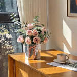 Dusty Rose & Eucalyptus Hug Bucket Artificial Flower Arrangement realistic artificial flower arrangement – product view 6