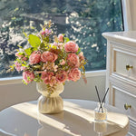 Romantic Rosette Cluster Artificial Flower Arrangement realistic artificial flower arrangement – product view 6