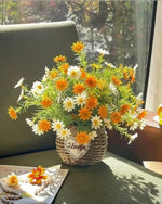 Sunlit Daisy & Chamomile Faux Floral Basket Arrangement realistic artificial flower arrangement – product view 8