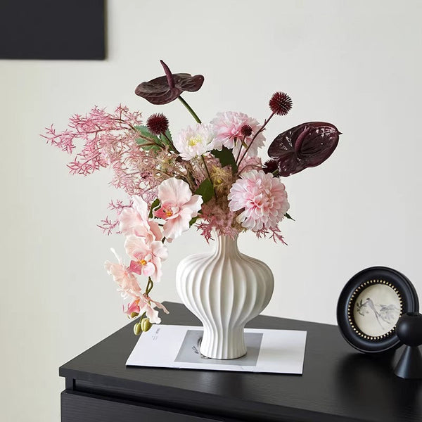 Misty Blush Wabi-Sabi Vase Artificial Flower Arrangement realistic artificial flower arrangement