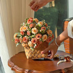 Terracotta Austin Rose Basket Artificial Flower Arrangement realistic artificial flower arrangement – product view 4
