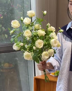 Luxe White Spray Rose Artificial Flower Arrangement realistic artificial flower arrangement – product view 3