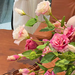 Dusty Pink Platycodon Bloom Artificial Flower Arrangement realistic artificial flower arrangement – product view 6