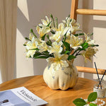 Luxe White Lily of the Incas Ensemble Artificial Flower Arrangement realistic artificial flower arrangement – product view 5